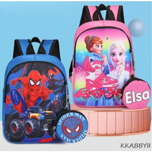 Disney childrens school bag kindergarten backpack cartoon frozen princess spiderman schoobag boys girls gift bag
