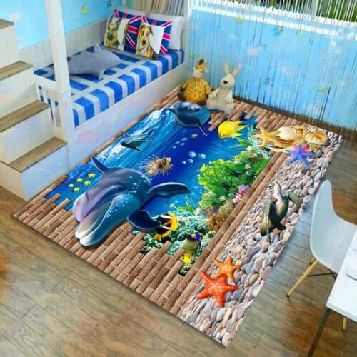 Home Decoration Carpets for Living Room 6mm Rectangular 3D carpet Coffee Table Antiskid Mat Mediterranean style Bedroom Soft Rug