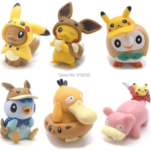 60PCS Eev Pika Psy Slo Row Pip 4CM PVC Action Figure For Kids Toys
