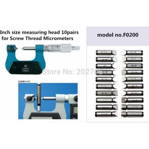 F0200 Williams thread Inch size measuring head 55 degree 10pairs for Screw Thread Micrometers