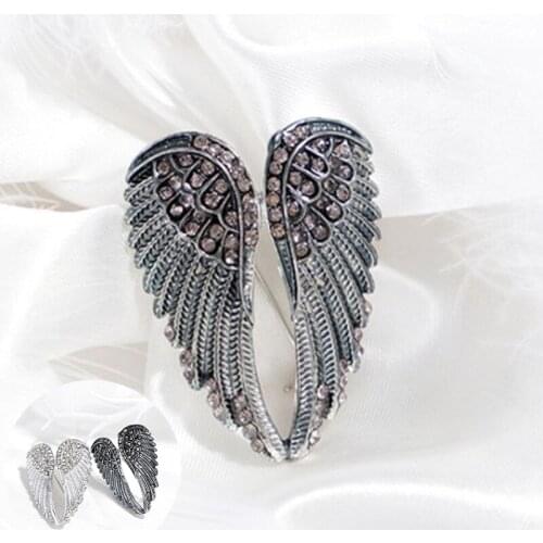 Fad Brooch Angel Wings Crystal Guardian Jewellery UK Rhinestone Diamante Ladies Pin