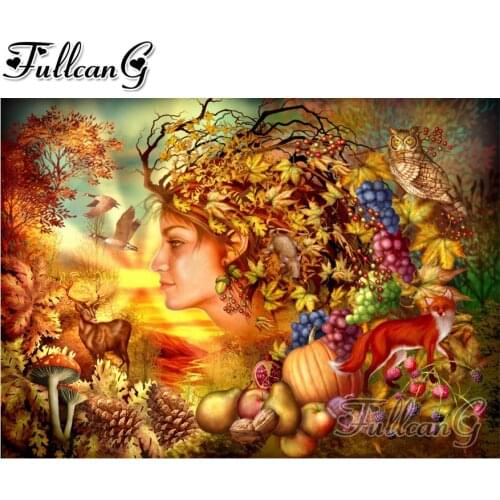 FULLCANG diy 5d diamond mazayka fruit fairy dimond painting animals full square/round drill embroidery sale fantasy woman FC1524