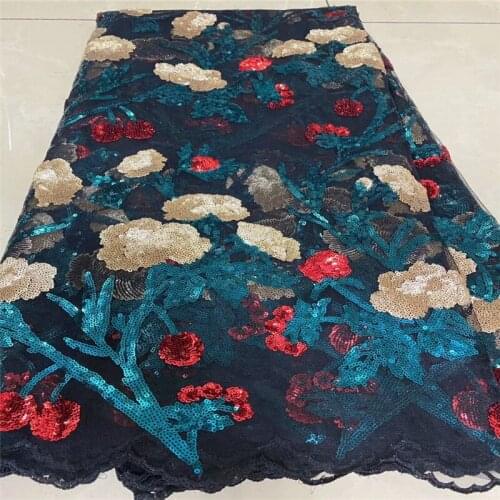 Guipure Embroidery French Lace Fabric 2020 Multicolor Sequins Fabric Material Tulle Mesh Lace Dress African Sequins Lace Clothes