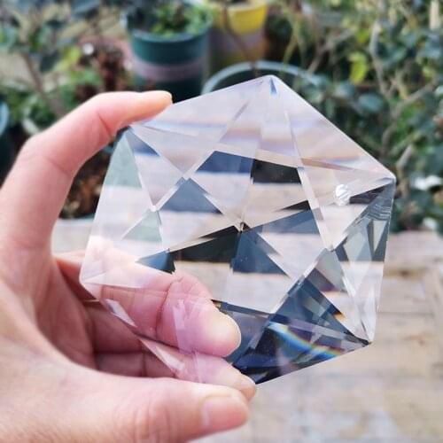 Crystal Prism Suncatcher Clear Faceted Hexagram Pendant Glass Chandelier Lamp Parts Rainbow Maker Home Decor Hanging Ornament
