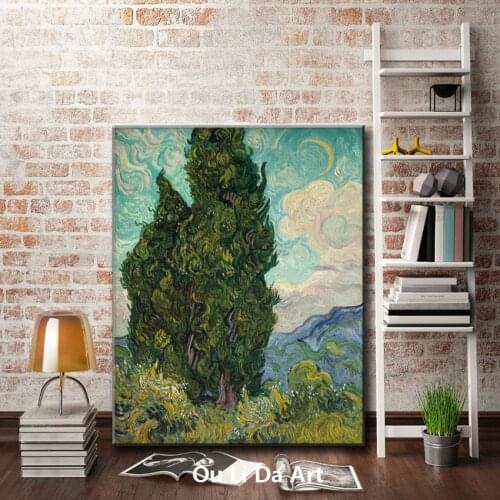 Impression Van two cypress landscape canvas printings oil painting printed on canvas home wall art decoration picture no frame