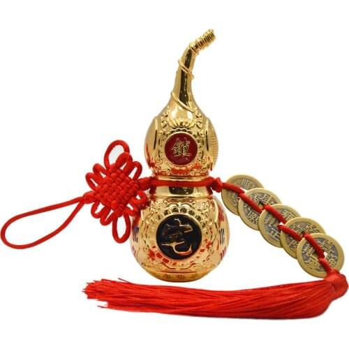 Chinese Feng Shui Decorating Tai Chi Wu Lou Hu Lu Miniaturas Copper Alloy Gourd Amulet Home Decoration Accessories Vintage