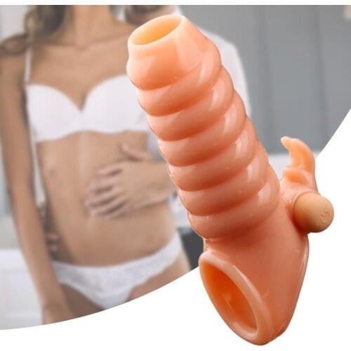 Penis Corrector Soft Skin-friendly Screw Thread Vibrating Delay Ejaculation Lock Ring for Male Masturbators Adult Products Toys