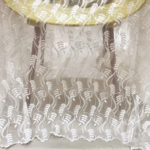 2Yards 130cm Wide pure white tulle mesh lace fabric high quality embroidery french lace cloth for wedding dress and veil