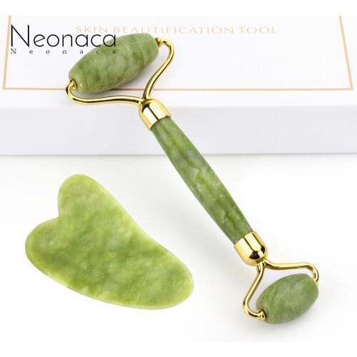 Xiuyu Facial Massage Roller Guasha Board Set Body Slim Neck Thin Skin Care Tools Double Heads Jade Roller Face-lift Skin Tool