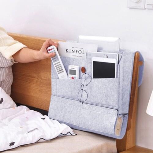 Multifunction Felt Bedside Storage Bag Bedroom Storage Organizer Magazine Pouch Tissue Box Finishing Bags Wall Holder Pocket