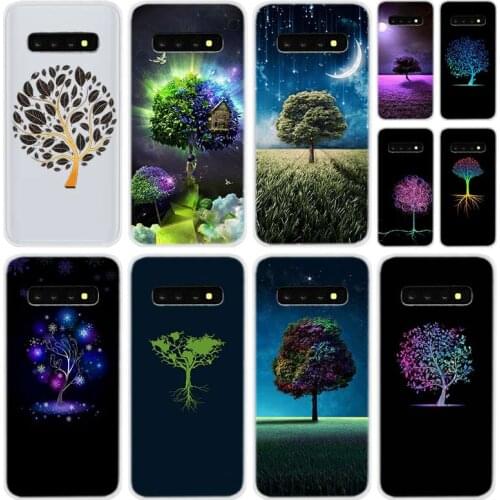 Soft Silicone Case For Samsung Galaxy S21 S20 Uitra S10 S9 S8 Plus Lite Ultra S20fe S10e S7Edge Colored tree pattern