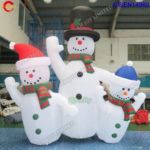 3m 10ft high custom made inflatable snowman families air balloon, outdoor advertising inflatable snowman cartoon for sale