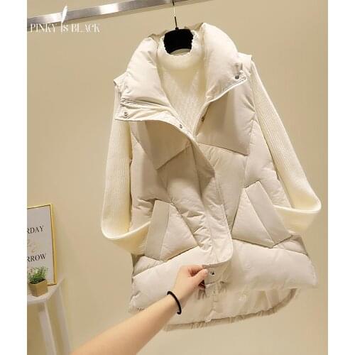 PinkyIsBlack Stand Collar Women Winter Vests 2021 New Short Vest Cotton Padded Jacket Sleeveless Down Cotton Waistcoat Female