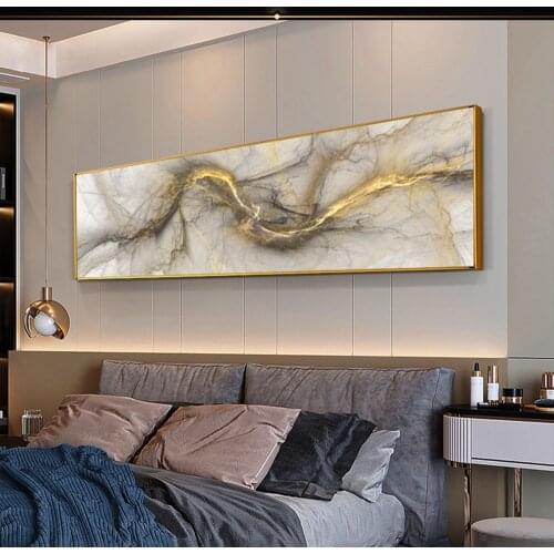 DDHH Grey Yellow Cloud Home Decor Modern Abstract Art Oil Painting Posters Prints Wall Art Canvas Pictures for Living Room
