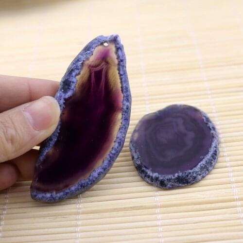 2pc Irregular Natural Flat stone Stone Drusy Pendant Fashion Jewelry Purple stone Slice Druzy Geode Quartz Pendant