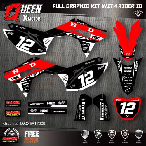 QUEEN X MOTOR Custom Team Graphics Backgrounds Decals Stickers Kit For HONDA 2018-2020 CRF250R 2017-2020 CRF450 009