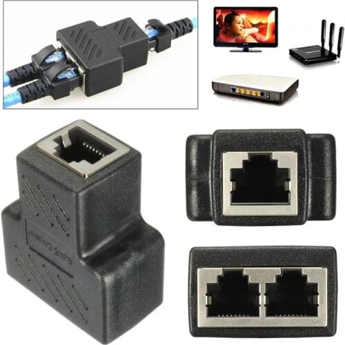 RJ45 Splitter Adapter Connector 1 to 2 Female Ports for CAT 5/CAT 6/CAT 7 LAN Ethernet Cables Socket Splitter Hub PC Laptop Mac