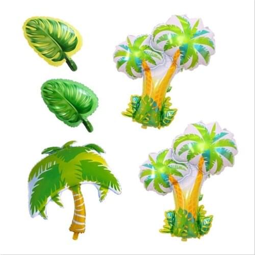 Coconut Palm Paulownia Aluminum Foil Balloon round Big Wave Point Back of Turtle Leaves Anniversary Birthday Party Decoration