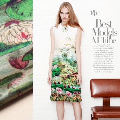 PRINTED SILK STRETCH SATIN 118cm width 19momme Pure Silk Fabric Silk Dress Material Sewing Fabrics Positioning Printing MOQ 1.2M