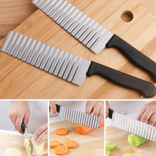 Stainless Steel Potato Chip Slicer Dough Vegetable Fruit Crinkle Wavy Slicer Knife Potato Cutter Chopper French Fry Maker