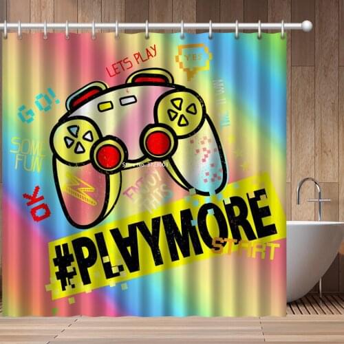 Modern Game Game Handle Shower Curtain HD 3D Digital Printing Polyester Waterproof and Mildew Proof Shower Curtain