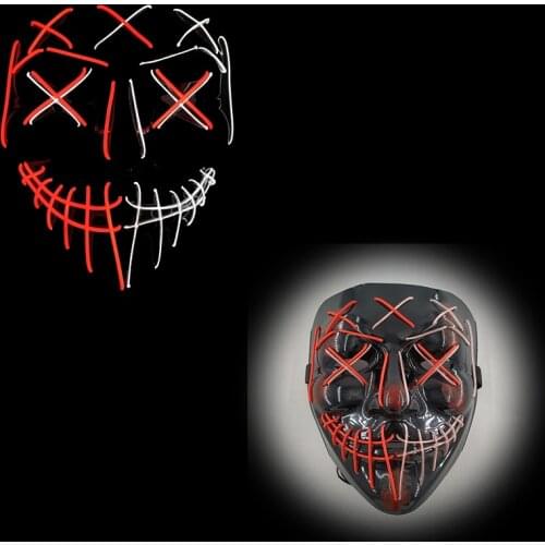 Halloween Horror Face Luminous EL Wire Mask Cosplay Costume Accessories Glowing LED Hacker Mask For Carnival Party Supplies