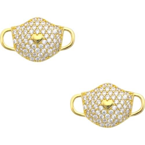 TIRIM Trendy Mask Crystal Stud Earrings for Women and Girl Jewelry Accessory Cow Cubic Zirconia Womans Earing Cute Gift