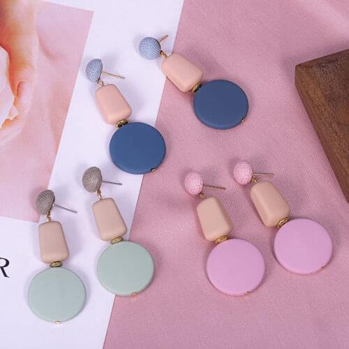 Statement Acrylic Big Button Drop Earrings for Women Girl Geometric Square Round Summer Party 2021 Female Earring Jewelry Gifts