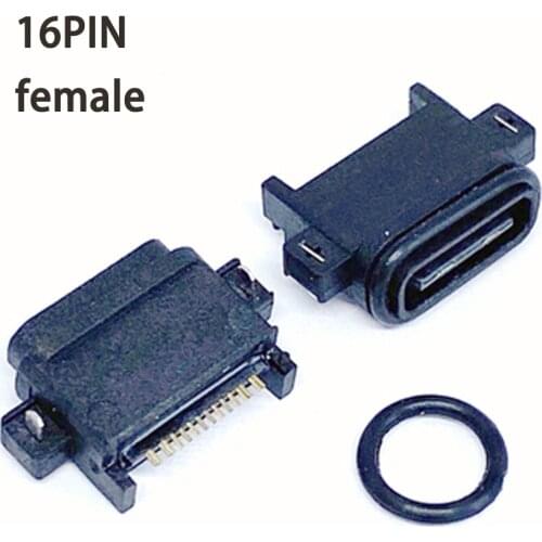 1-3pcs USB 3.1 Centered Waterproof level 7 TYPE-C 16P Connector Sink board Female Port Jack Tail Plug Socket Electric Terminals