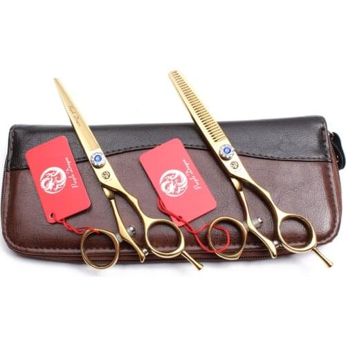 1Pair 5.5" 16cm Titanium Swivel Handle Purple Dragon Hairdressers Scissors Cutting Shears Thinning Scissors Hair Scissors Z9019