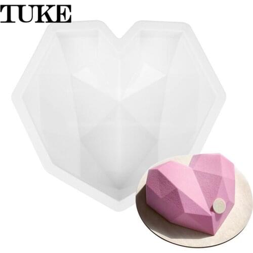 1 Cavity 3D Diamond Love Heart Shape Mold Silicone Chocolate Cookie Muffin Baking Tool Sponge Mousse Dessert Cake Decorating