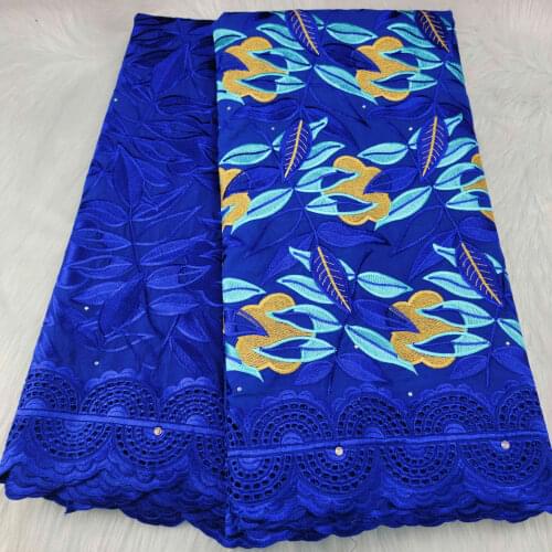 2.5+2.5 Yards African Swiss Voile Lace Fabric Embroidery Lace Trim High Quality African Dry Cotton Lace Fabric For Wedding Party