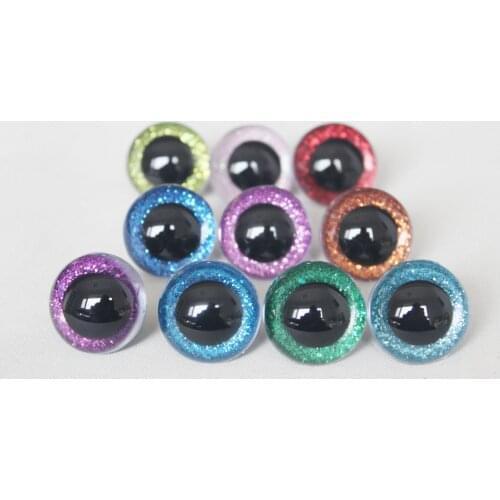 20pcs 13mm-28mm round plastic clear toy safety eyes + glitter Nonwovens + hard washer for plush doll findings-size option