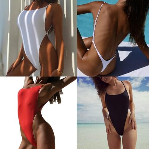 2021 Sexy High Cut One Piece Swimsuit Plus Size Swimwear Women Thong Bathing Suit Backless Monokini Beachwear Swimming Suit XXL