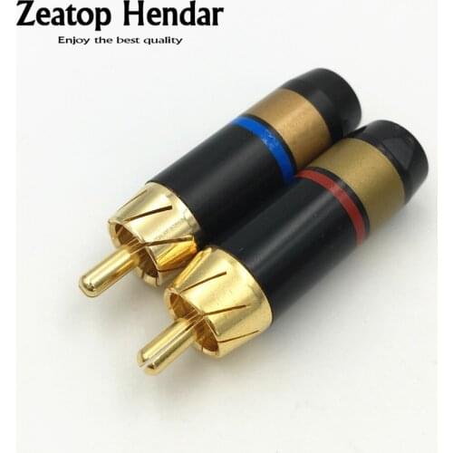 4Pcs Copper RCA Male Plug Audio Cable Adapter Soldering Audio Video Phono Connector for 6.5mm Cable