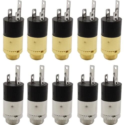 5Pieces Cylindrical PJ-392 Stereo 3.5mm Female Jack Connector PJ392 3Legs 3.5 mm Headphone Audio Socket Plug Connector