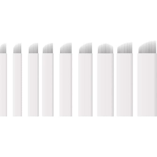 50pcs 7 9 11 12 14 Pin Permanent Makeup Manual Eyebrow Tattoo Needles U Shapes For 3D Embroidery Manual Tattoo Pen