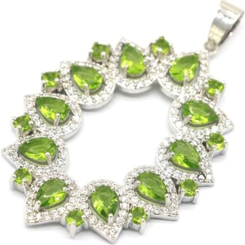 38x27mm SheCrown Delicate Fine Cut Big 14g Created Pink Morganite cz For Women Fine Jewelry Silver Pendant