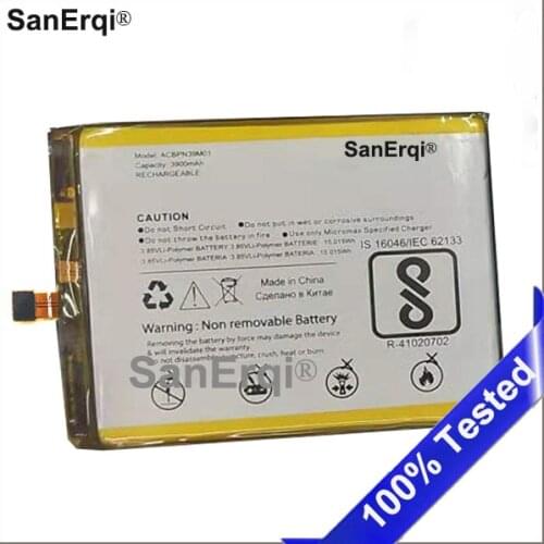 3900mAh/15.015Wh 3.85V ACBPN39M01 Battery For Micromax Canvas Juice 4 Q465 Li-ion Polymer Phone Batterie Battery