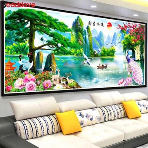 Diamond Embroidery,Round square Diamond landscape welcoming pine Full rhinestone 5D Diamond painting cross stitch,needlework
