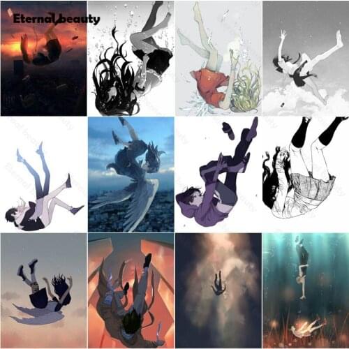 5D Diy Diamond Painting Falling People Anime Girls Diamond Mosaic Cross Stitch Kits Handmade Pictures of Rhinestones Home Decor