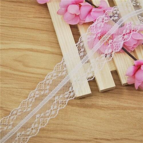 White Polyester Lace 40mm Trim Fabric Sewing Accessories Cloth Wedding Dress Decoration Ribbon Craft Supplies 300yards L325-2