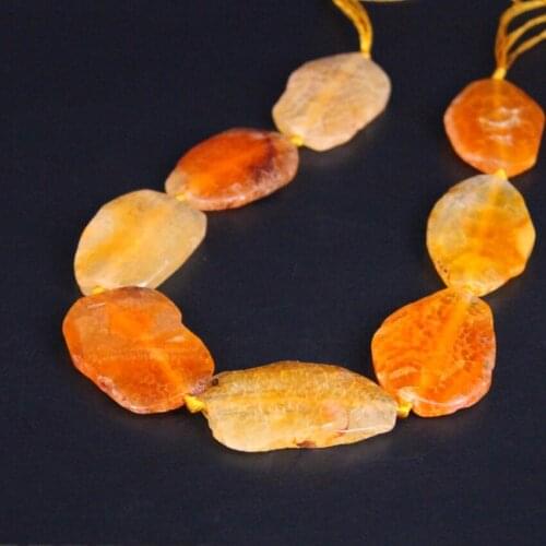 Approx8PCS/strand Orange Yellow Raw Dragon Veins Agates Druzy Faceted Slab Nugget Beads,Drusy Gems Stone Slice Pendants Jewelry
