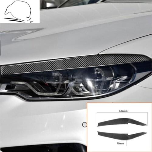 For BMW 5 Series G30 G38 2018 Carbon Front Headlight Eyebrows Eye Lids Protection Cover Headlamp Refit Sticker Car Accessories