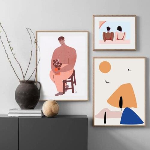 Home Decor ins Style Abstract Geometric Wall Art Pictures Canvas Poster Figure Matisse Fauvism Minority Decorative Paintings