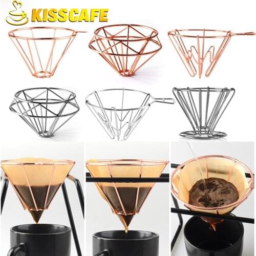 V60 Espresso Coffee Filter Net Stainless Steel Dripper Filter Cup Holder Solid Drip Coffee Maker Household Kitchen Accessories