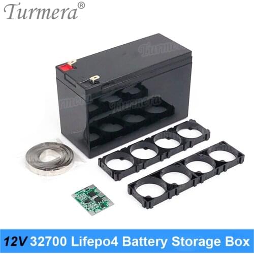 Turmera 12V 32700 Lifepo4 Battery Storage Box 4S 20A BMS Nickel with Holder for Uninterrupted Power Supply or 12V Motorcycle Use