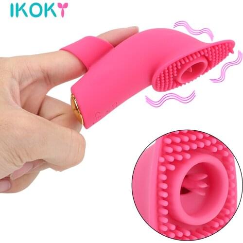 IKOKY Finger Sleeve Vibrator G-Spot Clitoris Stimulator Tongue Licking Vibrator Vibrating Egg Sex Toys for Women