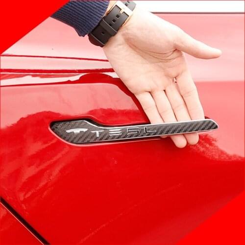 Imitation carbon fiber door door handle sticker protective film personality stickers modified for Tesla Model 3