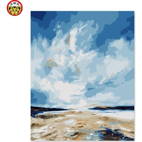 Painting by numbers art paint by number DIY decoration drawing room bedroom sofa background drawing Abstract scenery sky